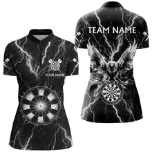 Load image into Gallery viewer, Personalized Black White Thunder Lightning Dart Shirts For Women Custom Eagle Dart Team Jerseys TDM2962