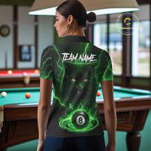 Load image into Gallery viewer, Green 8 Ball Thunder Lightning Cat Billiard Shirt For Women Custom Pool Team Jersey Polo &amp; 1/4 Zip TDM5696
