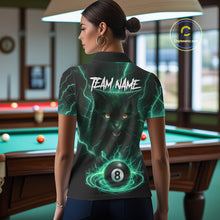 Load image into Gallery viewer, Turquoise 8 Ball Lightning Cat Billiard Shirt For Women Custom Pool Team Jersey Polo &amp; 1/4 Zip TDM5697