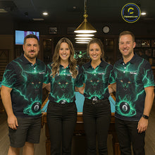 Load image into Gallery viewer, Turquoise 8 Ball Lightning Cat Billiard Shirt For Women Custom Pool Team Jersey Polo &amp; 1/4 Zip TDM5697