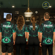 Load image into Gallery viewer, Turquoise 8 Ball Lightning Cat Billiard Shirt For Women Custom Pool Team Jersey Polo &amp; 1/4 Zip TDM5697