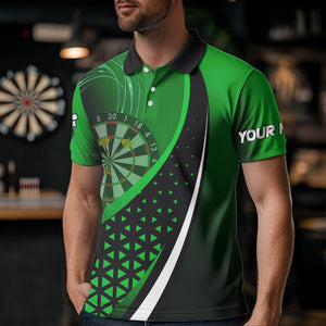 Black Green Lights Dart Polo, 1/4 Zip Custom Dart Shirt For Men Dart Jersey TDM3546