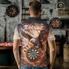 Load image into Gallery viewer, Personalized Grunge Fire Eagle Darts Shirt For Men, Patriotic Darts Jersey Team Polo &amp; 1/4 Zip TDM5911