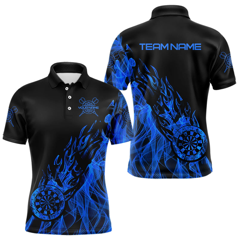 Black And Blue Dartboard Fire Flame Darts Polo & Quarter Zip Custom Dart Shirt For Men Dart Jersey TDM3706