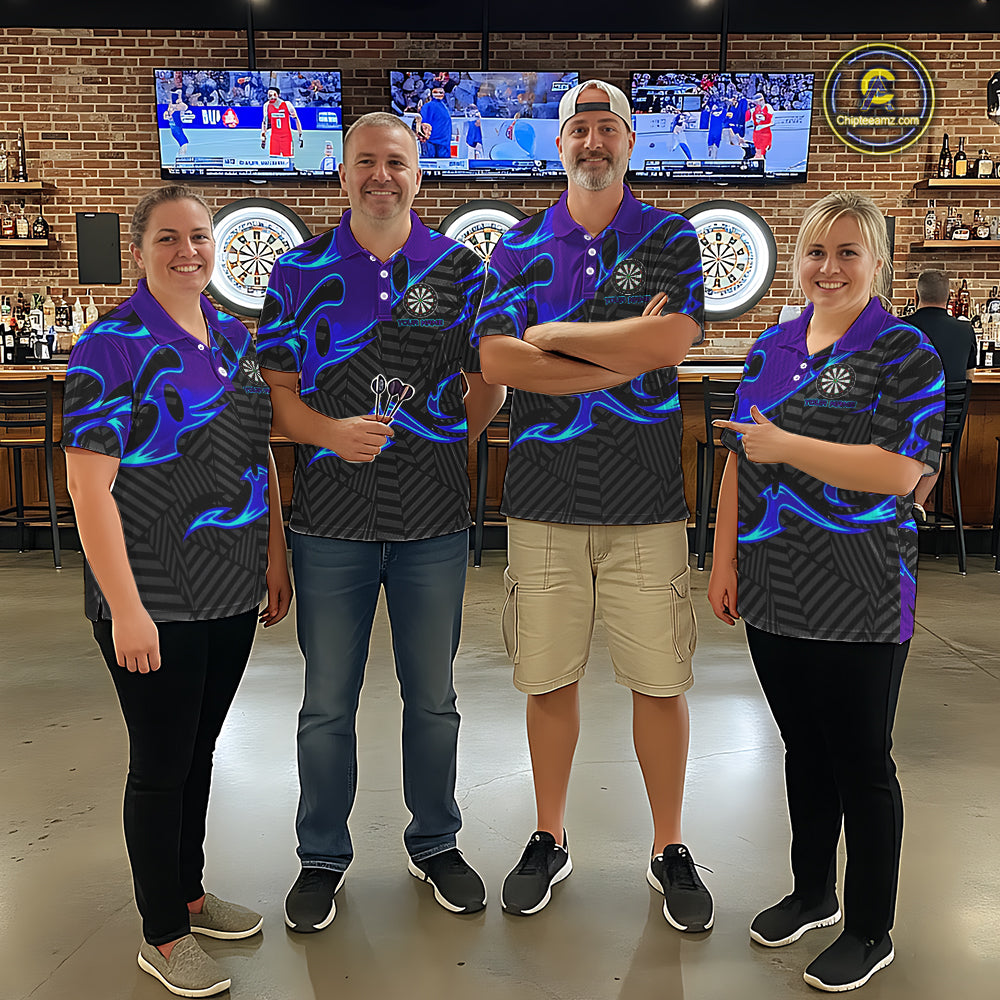 Black Purple Darts Board Personalized Women Dart Quarter-Zip Shirt Custom Darts Team Jerseys TDM1429