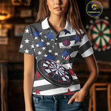 Load image into Gallery viewer, Patriotic American Flag Eagle Dart Shirts For Women Custom Darts Jerseys Team Polo &amp; 1/4 Zip TDM3883