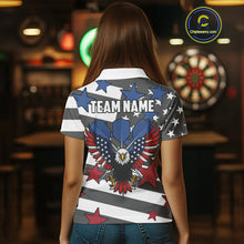 Load image into Gallery viewer, Patriotic American Flag Eagle Dart Shirts For Women Custom Darts Jerseys Team Polo &amp; 1/4 Zip TDM3883