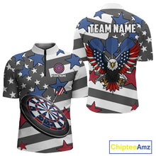 Load image into Gallery viewer, Patriotic American Flag Eagle Dart Shirts For Men Custom Darts Jerseys Team Polo &amp; 1/4 Zip TDM3883