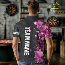 Load image into Gallery viewer, Pink And Black Custom Star Dart Shirts For Men, Glowing Dart Jerseys Funny Darts Team Shirts TDM3884