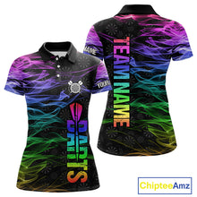 Load image into Gallery viewer, Custom Rainbow Smoke Darts Shirt For Women, Darts Team Jersey Pocket Option TDM3886