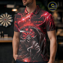 Load image into Gallery viewer, Red Grim Reaper Darts Shirt With Pocket Option For Men Custom Darts Jersey TDM3967