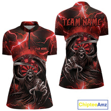 Load image into Gallery viewer, Red Grim Reaper Darts Shirt With Pocket Option For Women Custom Darts Jersey TDM3967