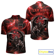 Load image into Gallery viewer, Red Grim Reaper Darts Shirt With Pocket Option For Men Custom Darts Jersey TDM3967