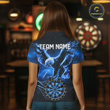 Load image into Gallery viewer, Personalized Blue Dartboard Galaxy Eagle Darts Shirt For Women, Darts Team Jersey Polo &amp; 1/4 Zip TDM6484