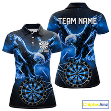 Load image into Gallery viewer, Personalized Blue Dartboard Galaxy Eagle Darts Shirt For Women, Darts Team Jersey Polo &amp; 1/4 Zip TDM6484