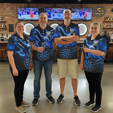 Load image into Gallery viewer, Personalized Blue Dartboard Galaxy Eagle Darts Shirt For Women, Darts Team Jersey Polo &amp; 1/4 Zip TDM6484
