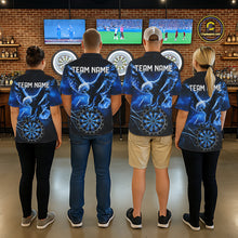 Load image into Gallery viewer, Personalized Blue Dartboard Galaxy Eagle Darts Shirt For Women, Darts Team Jersey Polo &amp; 1/4 Zip TDM6484