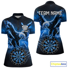 Load image into Gallery viewer, Personalized Blue Dartboard Galaxy Eagle Darts Shirt For Women, Darts Team Jersey Polo &amp; 1/4 Zip TDM6484