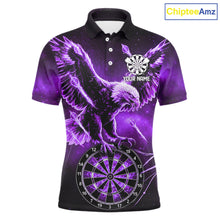 Load image into Gallery viewer, Personalized Purple Dartboard Galaxy Eagle Darts Shirt For Men, Darts Team Jersey Polo &amp; 1/4 Zip TDM6485