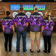 Load image into Gallery viewer, Personalized Purple Dartboard Galaxy Eagle Darts Shirt For Men, Darts Team Jersey Polo &amp; 1/4 Zip TDM6485
