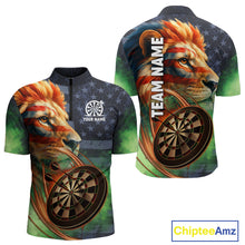 Load image into Gallery viewer, Personalized American Flag Lion Dart Shirts For Men Custom Grunge Patriotic Darts Team Jerseys TDM4170