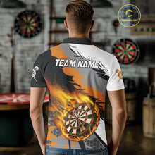 Load image into Gallery viewer, Orange Dartboard Fire Flame Paint Splash Dart Shirt Polo &amp; 1/4 Zip For Men Custom Dart Team Jersey TDM4173