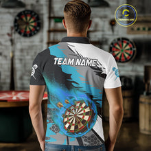 Load image into Gallery viewer, Blue Dartboard Fire Flame Paint Splash Dart Shirt Polo &amp; 1/4 Zip For Men Custom Dart Team Jersey TDM4174