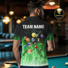 Load image into Gallery viewer, Custom Billiard Shirt For Men, Green Thunder Lightning Wolf Pool Balls Team Jersey Polo &amp; 1/4 Zip TDM4560