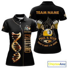 Load image into Gallery viewer, Funny DNA Billiard Shirt For Women Custom 9 Ball Pool &amp; Beer That&#39;s Why I&#39;M Here Team Jersey TDM4564