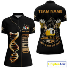 Load image into Gallery viewer, Funny DNA Billiard Shirt For Women Custom 9 Ball Pool &amp; Beer That&#39;s Why I&#39;M Here Team Jersey TDM4564