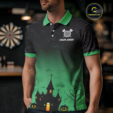 Load image into Gallery viewer, Custom Black And Green Halloween Darts Shirt For Men, Darts Jerseys Outfit Team Polo &amp; 1/4 Zip TDM4566