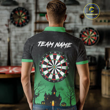 Load image into Gallery viewer, Custom Black And Green Halloween Darts Shirt For Men, Darts Jerseys Outfit Team Polo &amp; 1/4 Zip TDM4566