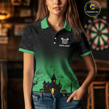 Load image into Gallery viewer, Custom Black And Green Halloween Darts Shirt For Women, Darts Jerseys Outfit Team Polo &amp; 1/4 Zip TDM4566