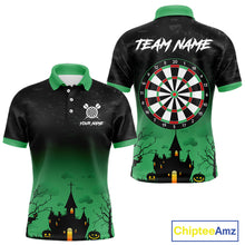 Load image into Gallery viewer, Custom Black And Green Halloween Darts Shirt For Men, Darts Jerseys Outfit Team Polo &amp; 1/4 Zip TDM4566