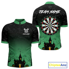 Load image into Gallery viewer, Custom Black And Green Halloween Darts Shirt For Men, Darts Jerseys Outfit Team Polo &amp; 1/4 Zip TDM4566