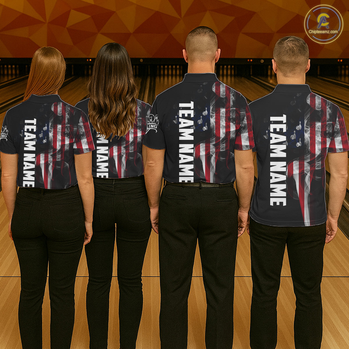Personalized Smoke American Flag Bowling Jersey For Men Custom Patriotic Bowling Team Shirts TDM7213