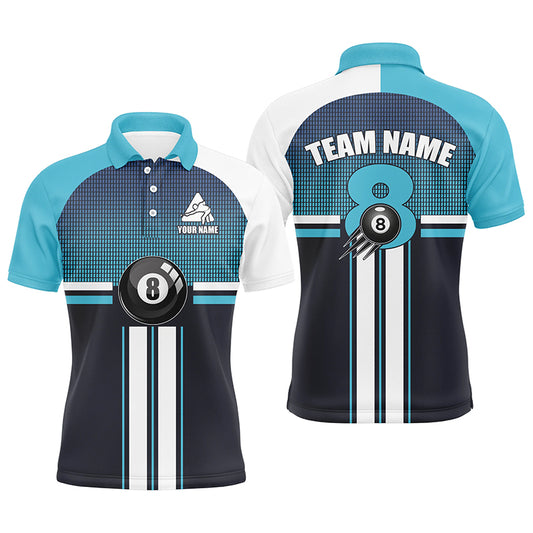 Personalized Billiard 8 Ball Light Blue Gradient 3D All Over Print Billiard Polo Shirts For Men TDM0085