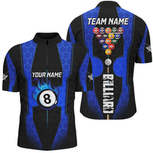 Load image into Gallery viewer, Personalized Blue 3D 8 Ball Pool Custom Billiard Team Shirts, Pool Tournament Jerseys For Men TDM2724