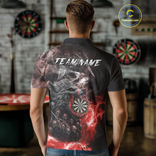 Load image into Gallery viewer, Personalized Wolf And Skull Smoke Red Mens Dart Shirts Custom Dart Jerseys Team Polo &amp; 1/4 Zip TDM5185