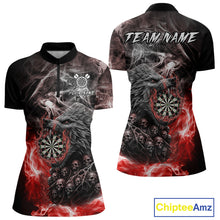 Load image into Gallery viewer, Personalized Wolf And Skull Smoke Red Womens Dart Shirts Custom Dart Jerseys Team Polo &amp; 1/4 Zip TDM5185