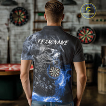 Load image into Gallery viewer, Personalized Wolf And Skull Smoke Blue Mens Dart Shirts Custom Dart Jerseys Team Polo &amp; 1/4 Zip TDM5186