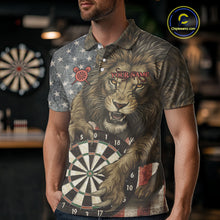 Load image into Gallery viewer, Personalized Vintage American Flag Lion Darts Shirt For Men, Patriotic Dart Team Jerseys TDM5188