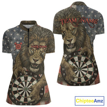 Load image into Gallery viewer, Personalized Vintage American Flag Lion Darts Shirt For Women, Patriotic Dart Team Jerseys TDM5188