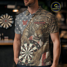 Load image into Gallery viewer, Personalized Vintage American Flag Tiger Darts Shirt For Men, Patriotic Dart Team Jerseys TDM5189