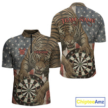 Load image into Gallery viewer, Personalized Vintage American Flag Tiger Darts Shirt For Men, Patriotic Dart Team Jerseys TDM5189