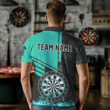 Load image into Gallery viewer, Black And Turquoise Darts Shirts For Men Custom Darts League Team Jerseys Darts Polo &amp; 1/4 Zip TDM3413