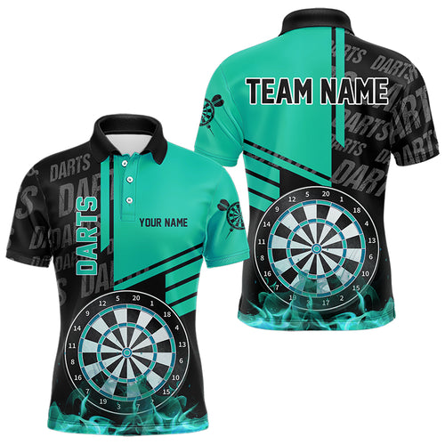 Black And Turquoise Darts Shirts For Men Custom Darts League Team Jerseys Darts Polo & 1/4 Zip TDM3413