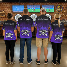 Load image into Gallery viewer, Black Purple Funny Pirate Flame Skull Darts Shirt For Men Custom Dart Jerseys Team Polo &amp; 1/4 Zip TDM5704