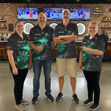 Load image into Gallery viewer, Custom Turquoise Flame Lightning Darts Shirt With Pocket Option For Men TDM5915