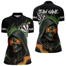 Load image into Gallery viewer, Personalized Green Grim Reaper Fire Dart Shirts For Women Custom Skull Dart Jersey Polo &amp; 1/4 Zip TDM3711